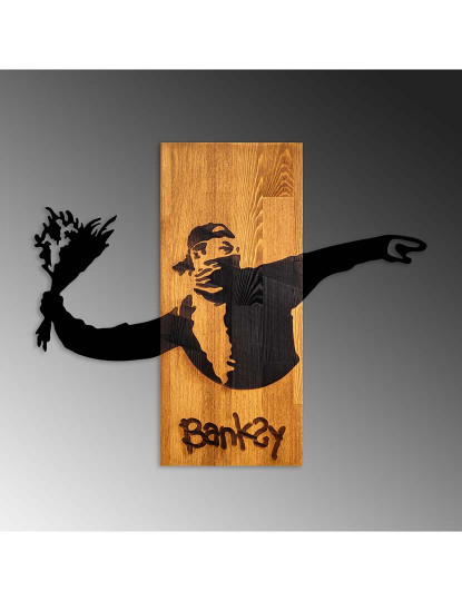 imagem de Decoração Parede Madeira Banksy - Flower Thrower6