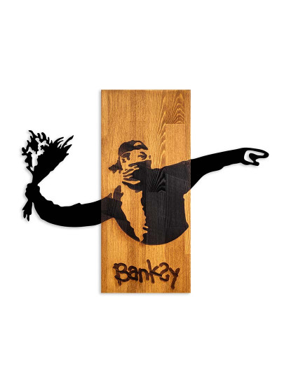 imagem de Decoração Parede Madeira Banksy - Flower Thrower5