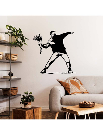 imagem de Decoração Parede Metal Bansky - Flower Thrower1