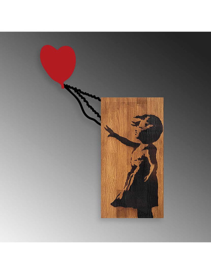 imagem de Decoração Parede Madeira Bansky - Girl with Ballon5