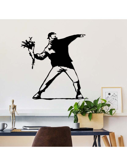 imagem de Decoração Parede Metal Bansky - Flower Thrower2