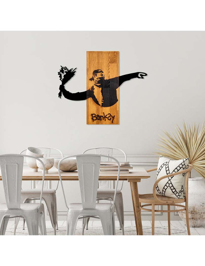 imagem de Decoração Parede Madeira Banksy - Flower Thrower3