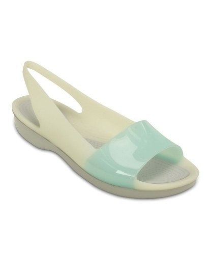 imagem de Sandália Crocs Colorblock Flat Azul Claro E Branco Pérola1