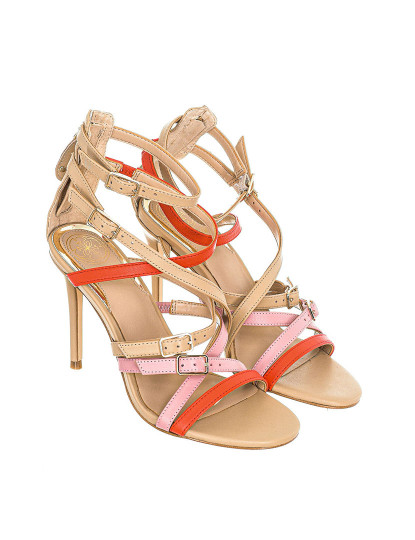 imagem de Sandálias Salto Alto Senhora Beige, Vermelho e Rosa3