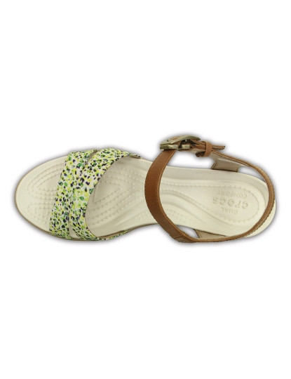 imagem de Sandália Crocs Leighii Anklestrap Graphic Wdg Castanho Claro E Dourado3