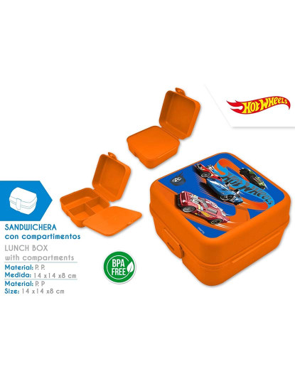 imagem de Sandwicheira Com Compartimentos Hotwheels 12X12