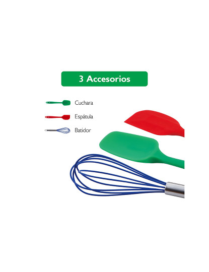 imagem de Conjunto de pastelaria com 14 peças (tigela + colher + espátula + batedor + 5 copos medidores + 5 colheres medidoras), em borossilicato e silicone3