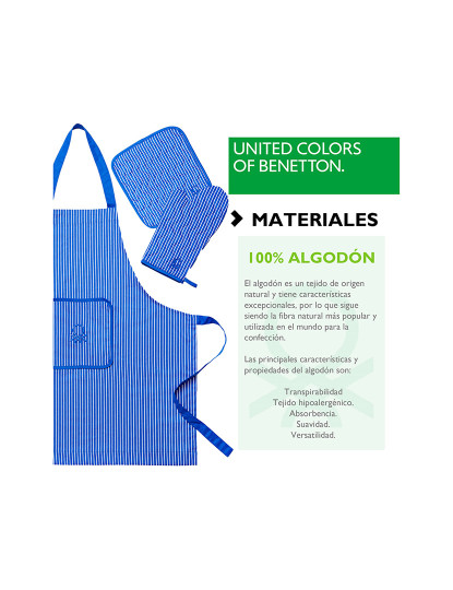 imagem de Conjunto 3 peças (avental+luva+pinça) 100% algodão 190gsm azul Benetton house10