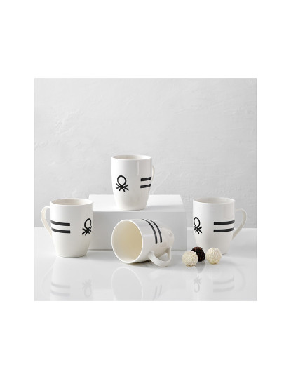 imagem de Conjunto 4p canecas 11cm 360ml novo design bone china logotipo impresso preto Benetton house9