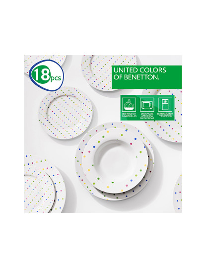 imagem de Conjunto de 18 peças de talheres de porcelana com pontos coloridos da Benetton2