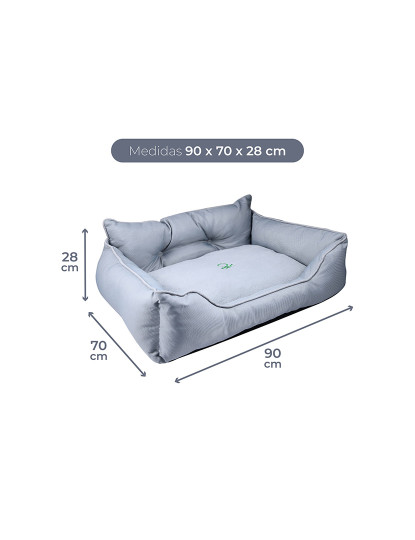 imagem de Cama para animais de estimação 90x70x28cm poliéster cinza Benetton be2