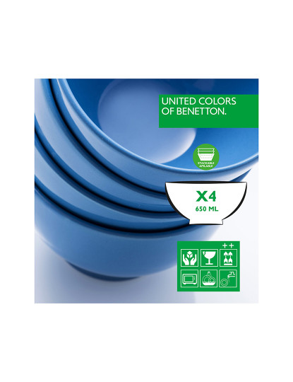 imagem de Conjunto de 4 tigelas de faiança azul 650ml da Benetton2