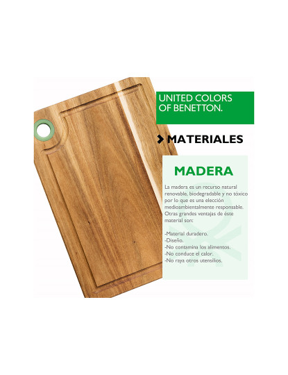 imagem de Conjunto de 5 facas de cozinha com bainha/protetor e tábua de corte 33x23x1,5cm madeira de acácia da Benetton10