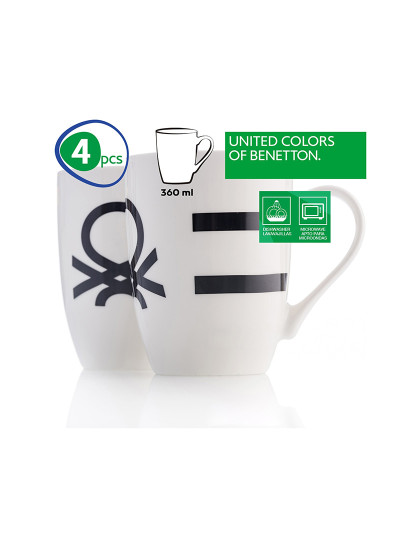 imagem de Conjunto 4p canecas 11cm 360ml novo design bone china logotipo impresso preto Benetton house2