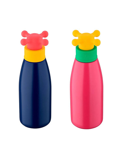 imagem de Conjunto de 2 garrafas de água arco-íris azul+rosa de 500ml em aço inoxidável1