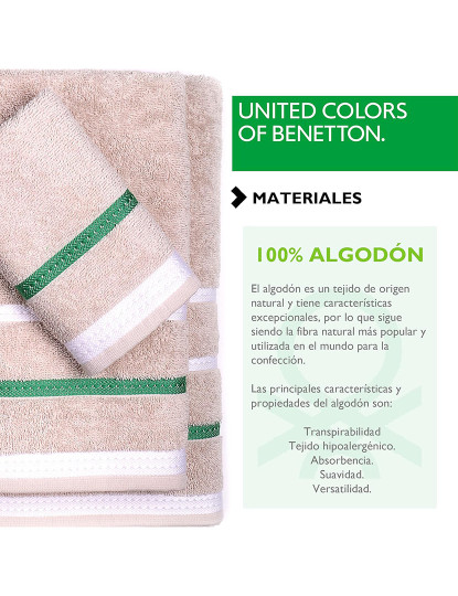 imagem de Toalha de mãos 50x90cm 450g 100% algodão bege com riscas neutras Benetton4