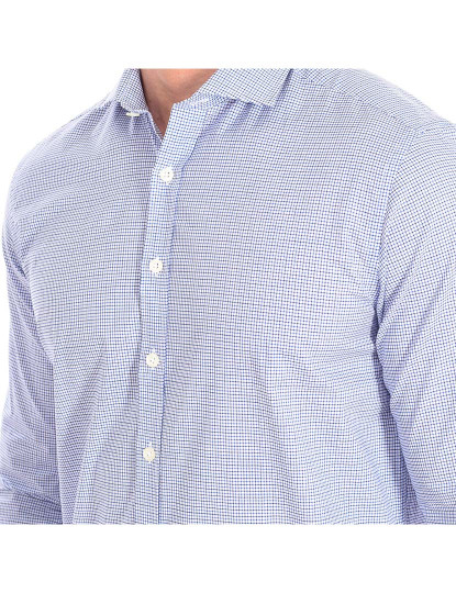 imagem de Camisa Homem Azul-Branco Quadrados2