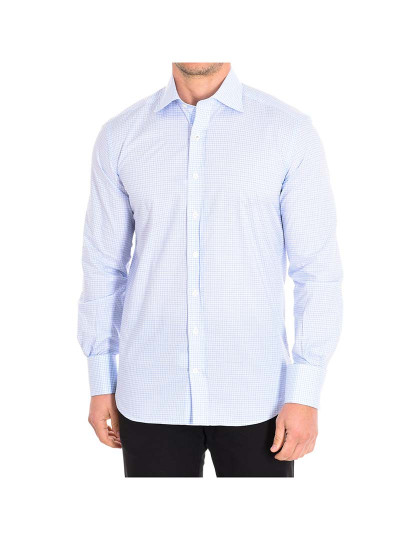 imagem de Camisa Homem Branco-Quadrados Azuis1