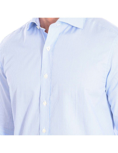 imagem de Camisa Homem Branco-Riscas Azuis2