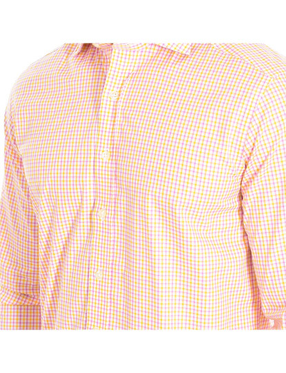 imagem de Camisa Homem Laranja-Quadrados lilas2