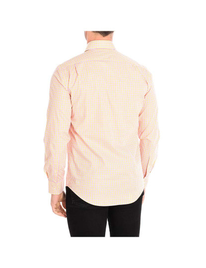 imagem de Camisa Homem Laranja-Quadrados lilas3