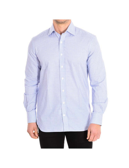 imagem de Camisa Homem Branco azul Quadrados1