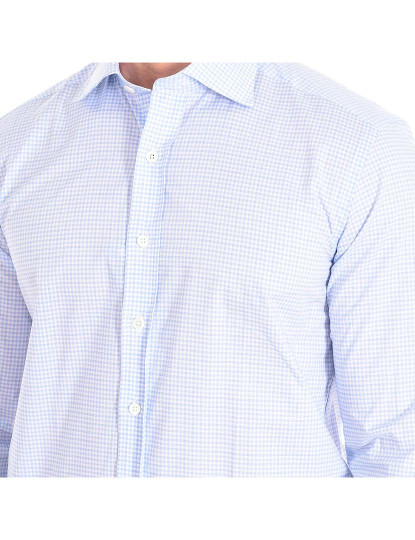 imagem de Camisa Homem Branco-Quadrados Azuis2