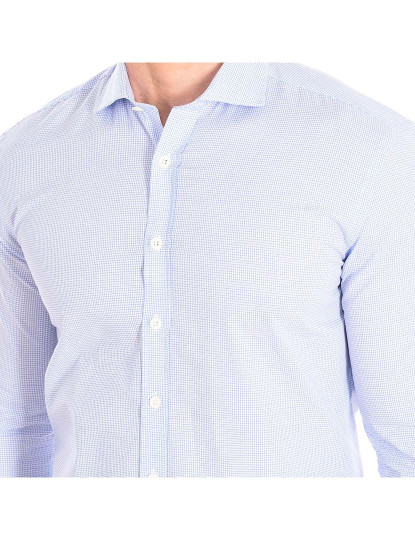 imagem de Camisa Homem Azul -Quadrados Brancos2