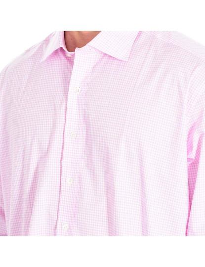 imagem de Camisa Homem Rosa-Quadrados Brancos2
