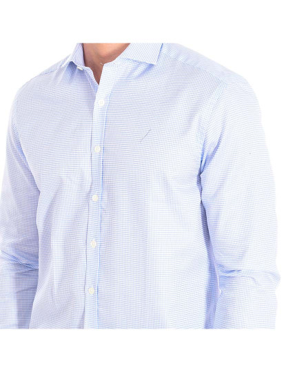 imagem de Camisa Homem Azul-Quadrados brancos2