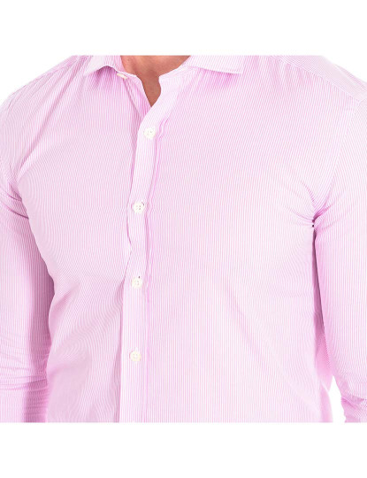imagem de Camisa Homem Rosa-Riscas Brancas2
