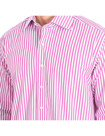 imagem de Camisa Homem Branco-Riscas violetas2