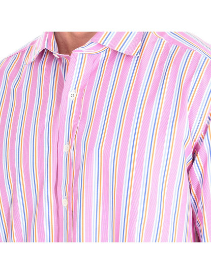 imagem de Camisa Homem Rosa-Riscas multicolor2