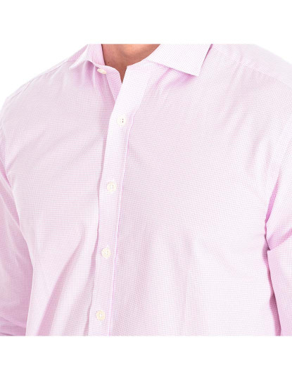 imagem de Camisa Homem Branco-Quadrados rosas2