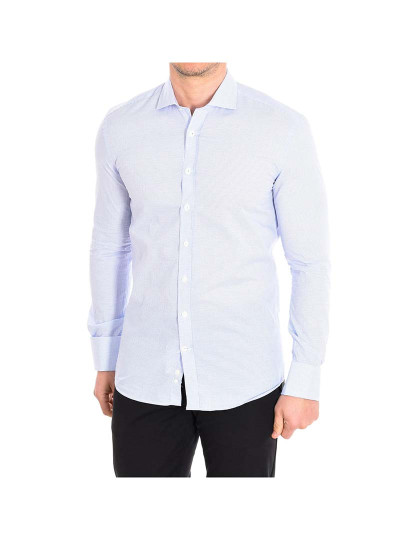 imagem de Camisa Homem Azul -Quadrados Brancos1