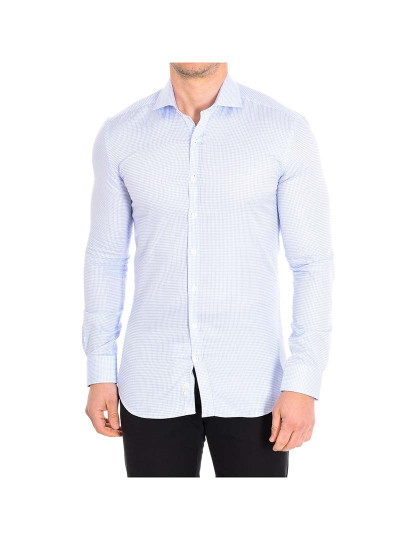 imagem de Camisa Homem Azul-Quadrados brancos1