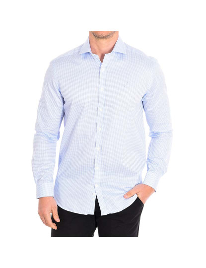 imagem de Camisa Homem Azul-Quadrados brancos1