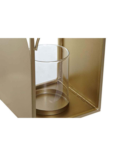 imagem de Porta-Velas Metal Vidro Dourado 2