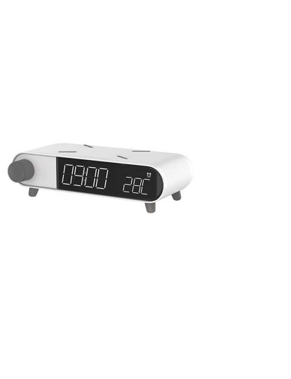 imagem de Relógio Despertador com Carregador sem Fios Retro Branco 10 W1