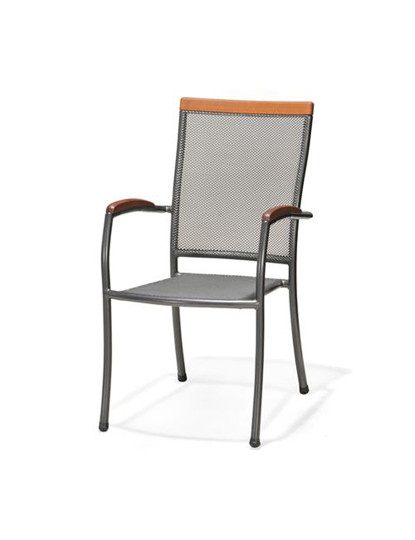 imagem de Cadeira Napoles Aço Cinza Grafito Com Prateleira Madeira Eucaliptus1
