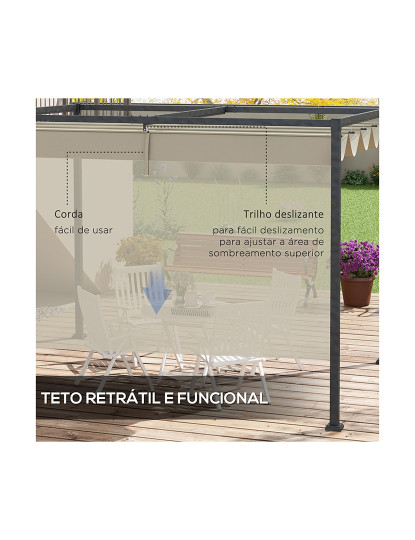 imagem de Pérgola com Teto Retrátil Creme e Cinza5