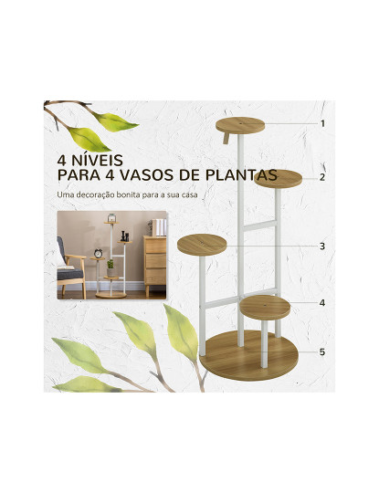 imagem de Suporte para Plantas Madeira e Branco4