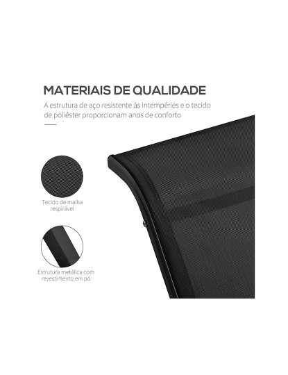 imagem de Espreguiçadeiras e Mesa de Exterior Preto5