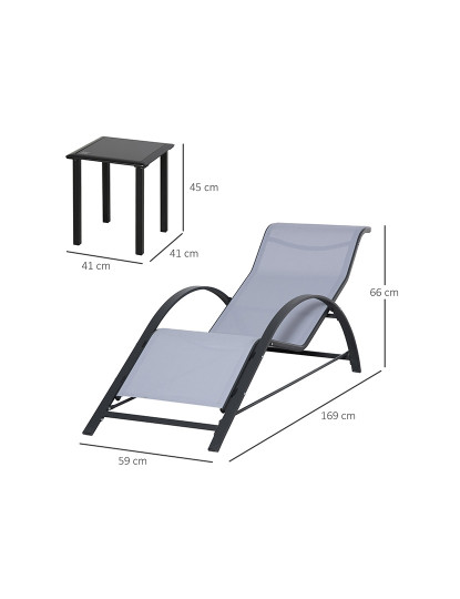 imagem de Conjunto de Espreguiçadeira e Mesa Cinzento3