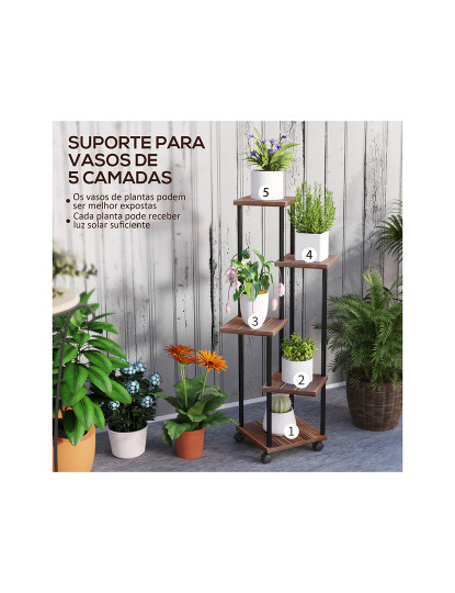 imagem de Suporte para Plantas Madeira e Preto4