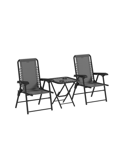 imagem de Conjunto de Mesa e Cadeiras de Jardim Cinza e Preto1