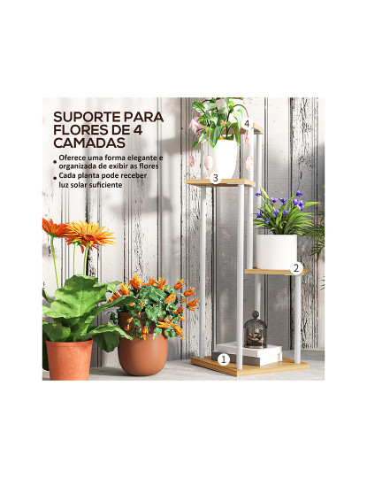 imagem de Suporte para Plantas Madeira e Branco4