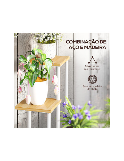 imagem de Suporte para Plantas Madeira e Branco5