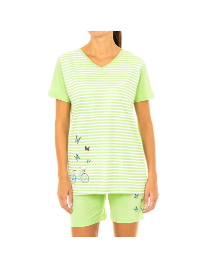 imagem de Pijama M. Curta e Calções Senhora Verde Branco1