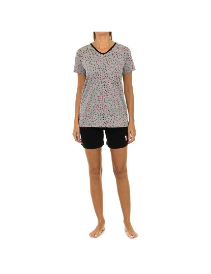 imagem de Pijama M. Curta e Calções Senhora Cinza - Preto1